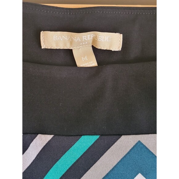 Banana Republic Dress Geometric Size Medium White, Black, Blue - Picture 8 of 8